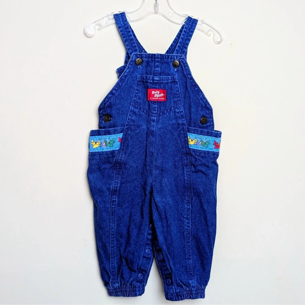 Vintage Oshkosh Bgosh Overalls Denim Osh Kosh Airplane Bubble 80s Size 12 Months